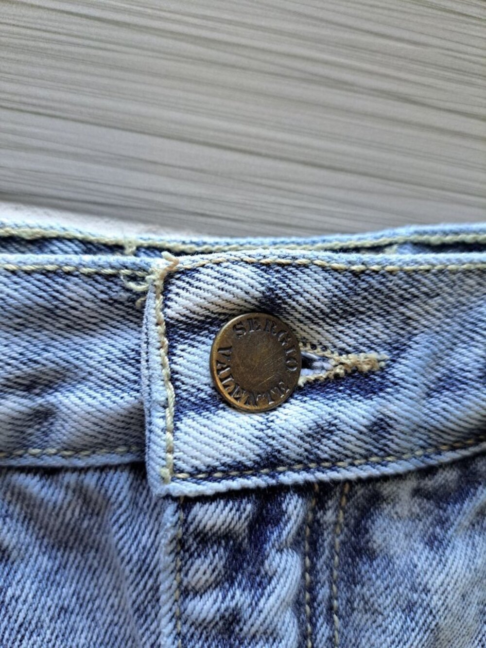 Vintage 80's Denim Skirt Sergio Diamond Stone Wash High Waist Cotton Womens 26" - Picture 2 of 7
